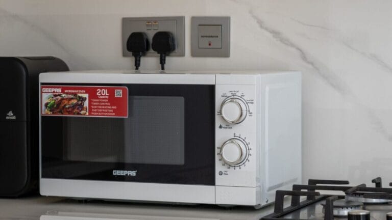 Countertop microwave in a modern kitchen
