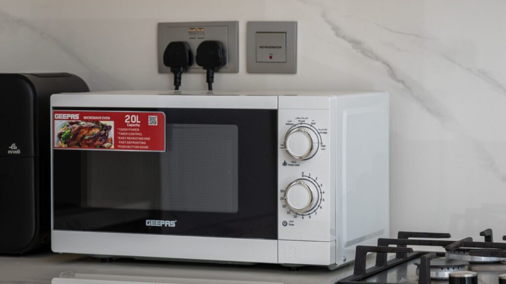 Countertop microwave in a modern kitchen