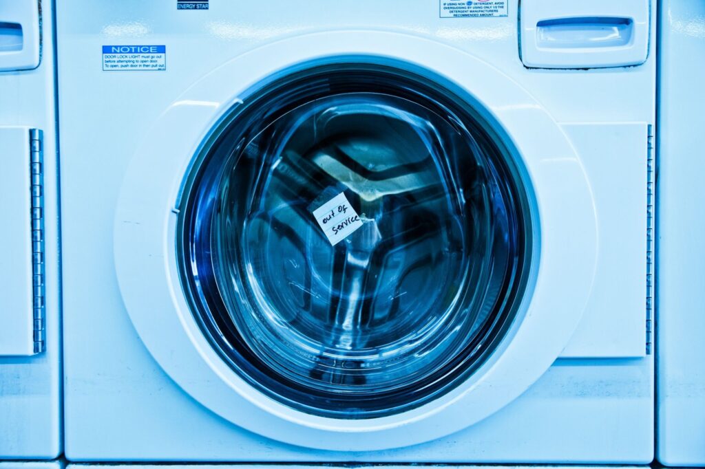 Close-up of a washing machine drum
